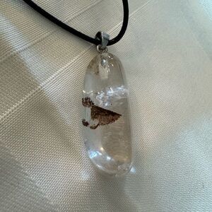 Quartz Garden Necklace clear with brown speck 2” comes on 9” cord New